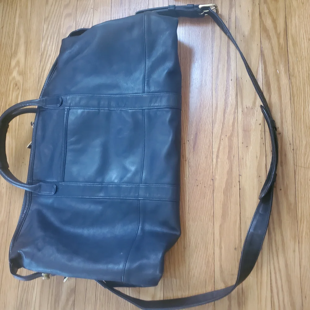 Coach Black Duffel Vintage Leather Cowhide Handle,shoulder Travel Bag Mens